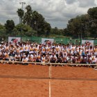 Foto de grup dels participants del Torneig de Tennis Adaptat Vopak Terquimsa Memorial Gerard Gibert.
