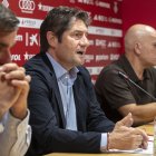 El president executiu del Nàstic, Lluís Fàbregas, durant la presentació de Luis César.