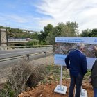Pilastra que sostindrà els dos trams de pont de la via verda de la Val de Zafan que creuaran la C-12 i l'AP-7 a l'altura d'Amposta.