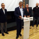 El delegat del Govern a les Terres de l'Ebre, Castor Gonell, compareix a Tortosa acompanyat de diversos directors territorials.