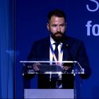 L'alcalde d'Ascó, Miquel Àngel Ribes, durant la Conferència Internacional de l'Organisme Internacional de l'Energia Atòmica (OIEA) a Viena.