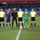 Alonso de Ena Wolf, al centre de la imatge, abans del Barça Atlètic-Nàstic d'aquesta temporada.