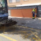 Neteja i recollida de flors caigudes dels arbres a la via pública.