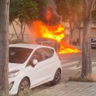 Imatge de les flames que han consumit un contenidor a Reus.