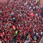Imatge de la rebuda del Nàstic aquesta tarda al Nou Estadi