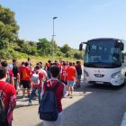 Imatge d'un dels busos amb els aficionats del Nàstic