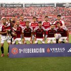 Imatge d’un dels darrers onzes inicials del Nàstic de la temporada 2024/2025.