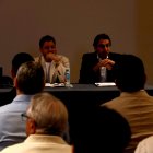 L'alcalde de Tarragona, Rubén Viñuales i el director general de l'APCE, Marc Torrent, durant la jornada sobre promoció immobiliària