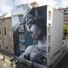 L'obra a la façana posterior de l'edifici de l’IMSST, al carrer Caputxins