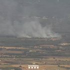 Vista aèria de l'incendi que s'ha declarat entre els Pla de Santa Maria i Santes Creus.