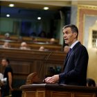 Imatge d'arxiu del president del govern espanyol, Pedro Sánchez, compareixent al Congrés pel 'cas Cerdán'