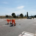 Treballadors de carreteres de l'estat, a l'accident mortal d'un motorista a la T-310