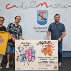 La regidora de Festes, Glòria Virgili, el dissenyador de la imatge, Marc Legaz, i el regidor de Joventut, Iván Barceló.