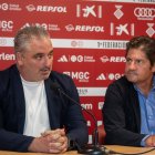 El director esportiu grana Noé Calleja i el president Lluis Fàbregas.
