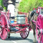 Un dels carros dels Portants durant el trajecte de l’aigua cap de Tarragona.