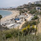 Imatge del passat mes de maig amb les restes de la plataforma del Miracle a terra.