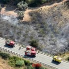 Imatge aèria del foc a l'N-420 a la Fatarella