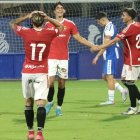 Marc Montalvo celebrant el gol contra l'Espanyol B.