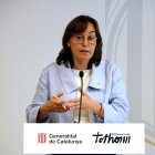 La consellera de Territori, Habitatge i Transició Ecològica, Sílvia Paneque, en la roda de premsa per anunciar nous busos interurbans