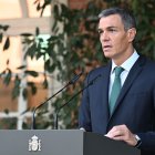 El president espanyol, Pedro Sánchez, durant la seva declaració institucional sobre Israel i Gaza a la Moncloa