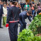 Salvador Illa, durant l'ofrena floral d'aquest matí.