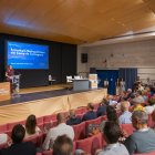 L’alcaldessa de Reus, Sandra Guaita, durant la seva intervenció en la jornada que va desenvolupar-se a l’Auditori Higini Anglès de Reus.