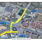 Plànol amb la zona d'actuació i les fases d'execució