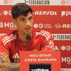 El capità del Nàstic, Óscar Sanz, a la sala de premsa.