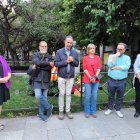 Fotografia d’un instant de l’acte, que va tenir lloc davant del bust de Companys a la plaça Llibertat.