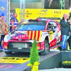Imatge del podi situat al passeig Jaume I de Salou en la darrera edició del RallyRACC Catalunya-Costa Daurada.