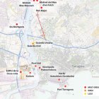 Mapa de Tarragona on s’indiquen les diferents infraestructures de la ciutat situades en zones amb risc d’inundació.