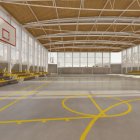 Projecció digital de la pista coberta, pensada per a usos esportius i educatius.