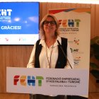 La presidenta de la Federació Empresarial d'Hostaleria i Turisme de la província de Tarragona (FEHT), Berta Cabré, en la presentació de les dades i balanç turístic del 2025.