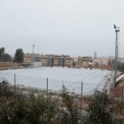 Camp de futbol de Falset, emblanquinat el dia de Nadal.