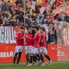 Els jugadors del Nàstic celebrant, amb Jaume Jardí al centre de la imatge, un gol marcat aquesta temporada.