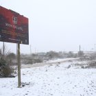 La entrada de Montblanc con nieve.