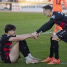 Els protagonistes del duel contra el Barça Atlètic Miquel Ustrell i Kenneth Soler.