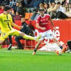 El jugador del Nàstic Jaume Jardí durant el duel contra el Villarreal B.