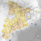 Mapa de Cataluña con las alertas por fuerte viento.