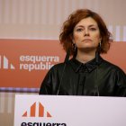 La secretària general d'ERC, Elisenda Alamany, en roda de premsa a la seu del partit