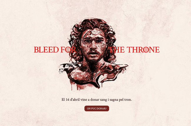 Una de las imágenes que abre la web dedicada a la donación de sangre vinculada a Juego de Tronos.