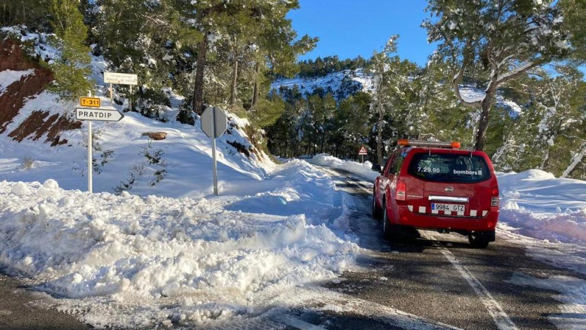 Imatge d’arxiu d’un episodi de neu a la zona de Pratdip.