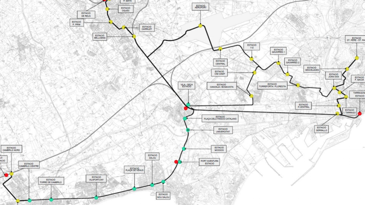 Imatge dels plànols del futur tramvia del camp