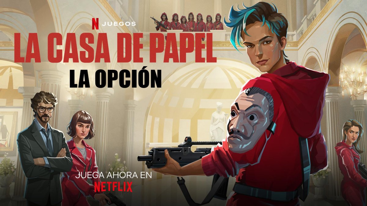 Nuevo videojuego de la plataforma Netflix 'La casa de papel: La opción' basado en la serie de televisión que propone realizar un atraco inédito en la ciudad de Barcelona.