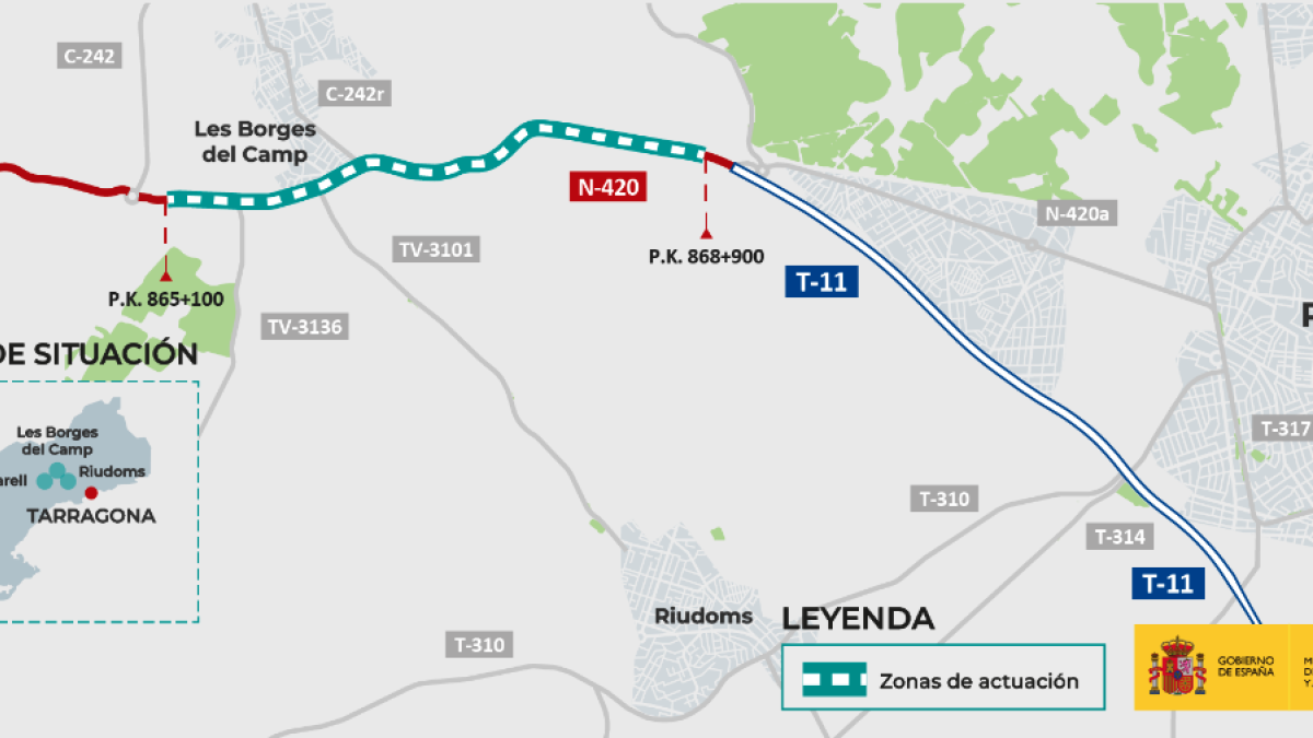 Mapa de las obras de mejora proyectadas.