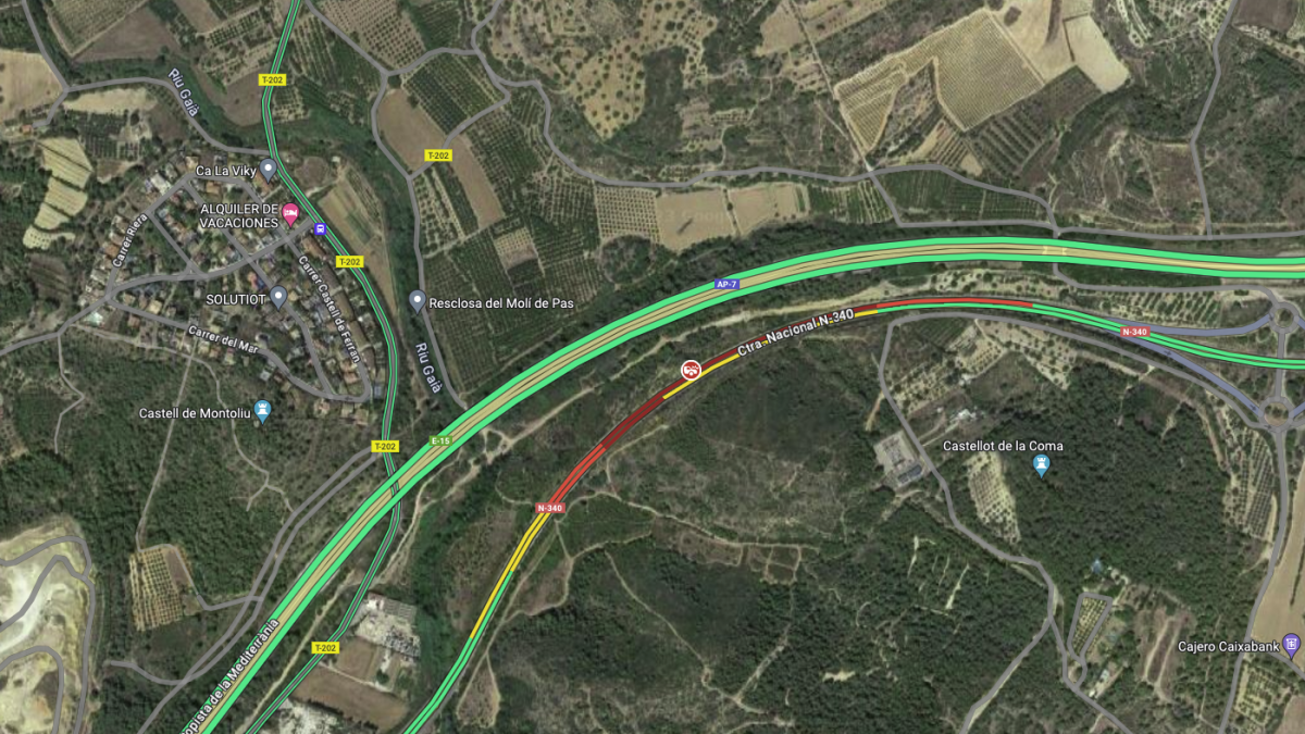 Imagen del afectacció vial del accidente.