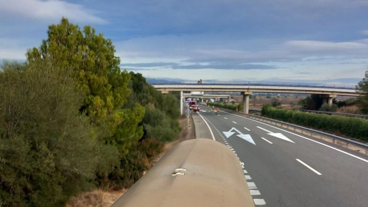 Imagen del camión parado en el arcén de la AP-7