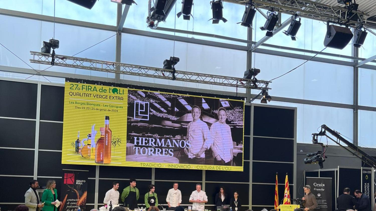 'Showcooking' dels germans Torres avui al Pavelló de l'Oli de les Borges Blanques.
