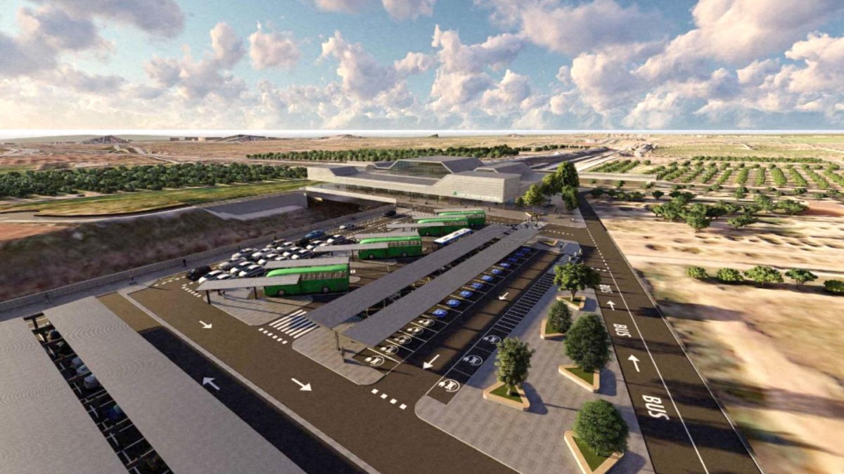 Projecció de la futura estació intermodal al nus viari de Vila-seca.