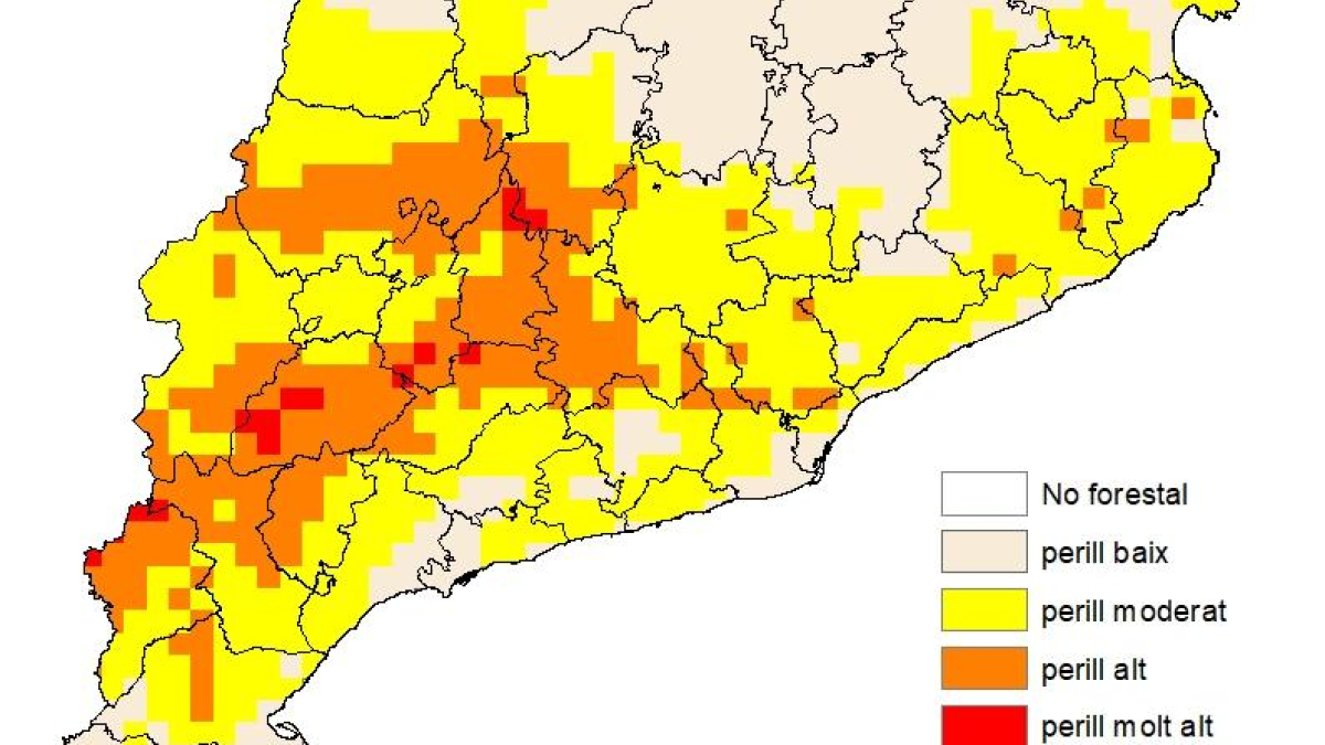 Mapa de predicció de perill d'incendi forestal 18 de juliol.